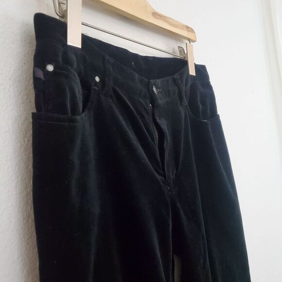 Lauren Ralph Lauren Velvet Bootcut Jeans 6 Black Vintage Grunge Goth Boho - Picture 5 of 12